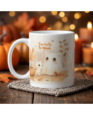 Taza Cerámica 11 oz Gatitos Fantasma Otoño