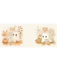 Taza Cerámica 11 oz Gatitos Fantasma Otoño