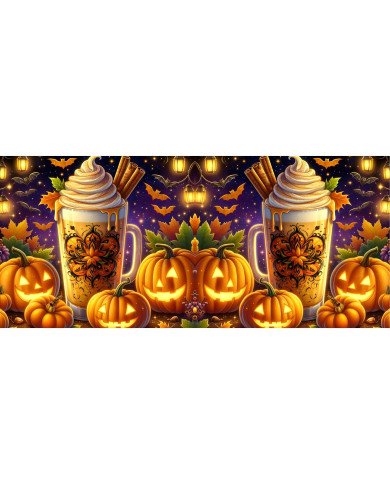 Taza Cerámica 11 oz Calabazas y Latte de Otoño