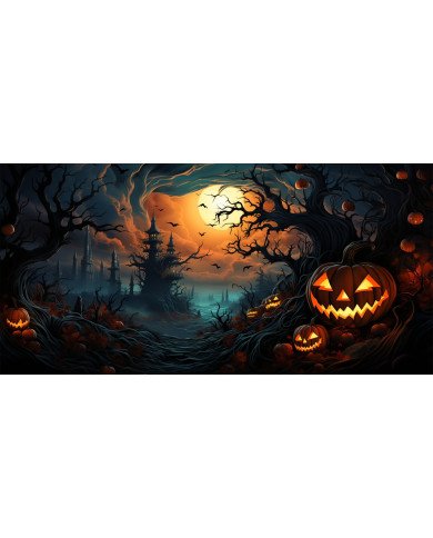 Taza Cerámica 11 oz Castillo Embrujado y Calabazas