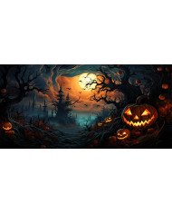 Taza Cerámica 11 oz Castillo Embrujado y Calabazas