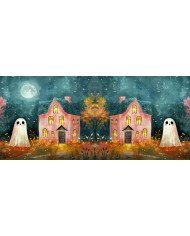 Taza Cerámica 11 oz Mansión Rosa y Fantasmas Nocturnos
